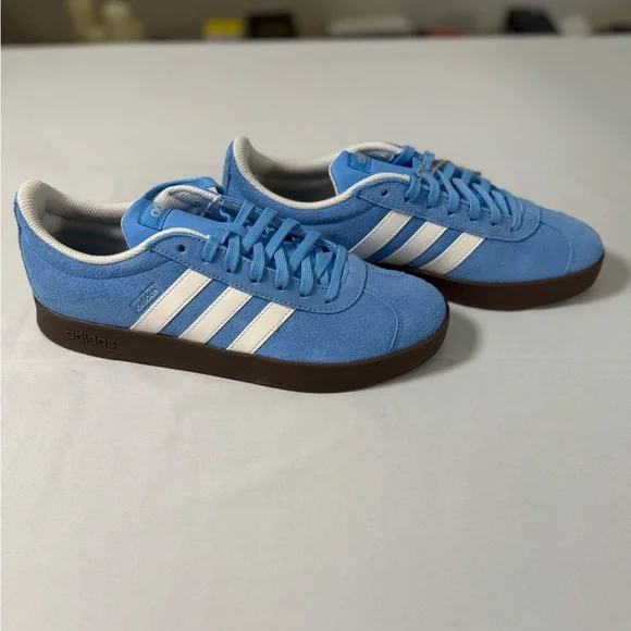 adidas VL Court 2.0 Blue Suede Sneakers Men’s 8 NWT - Picture 1 of 9